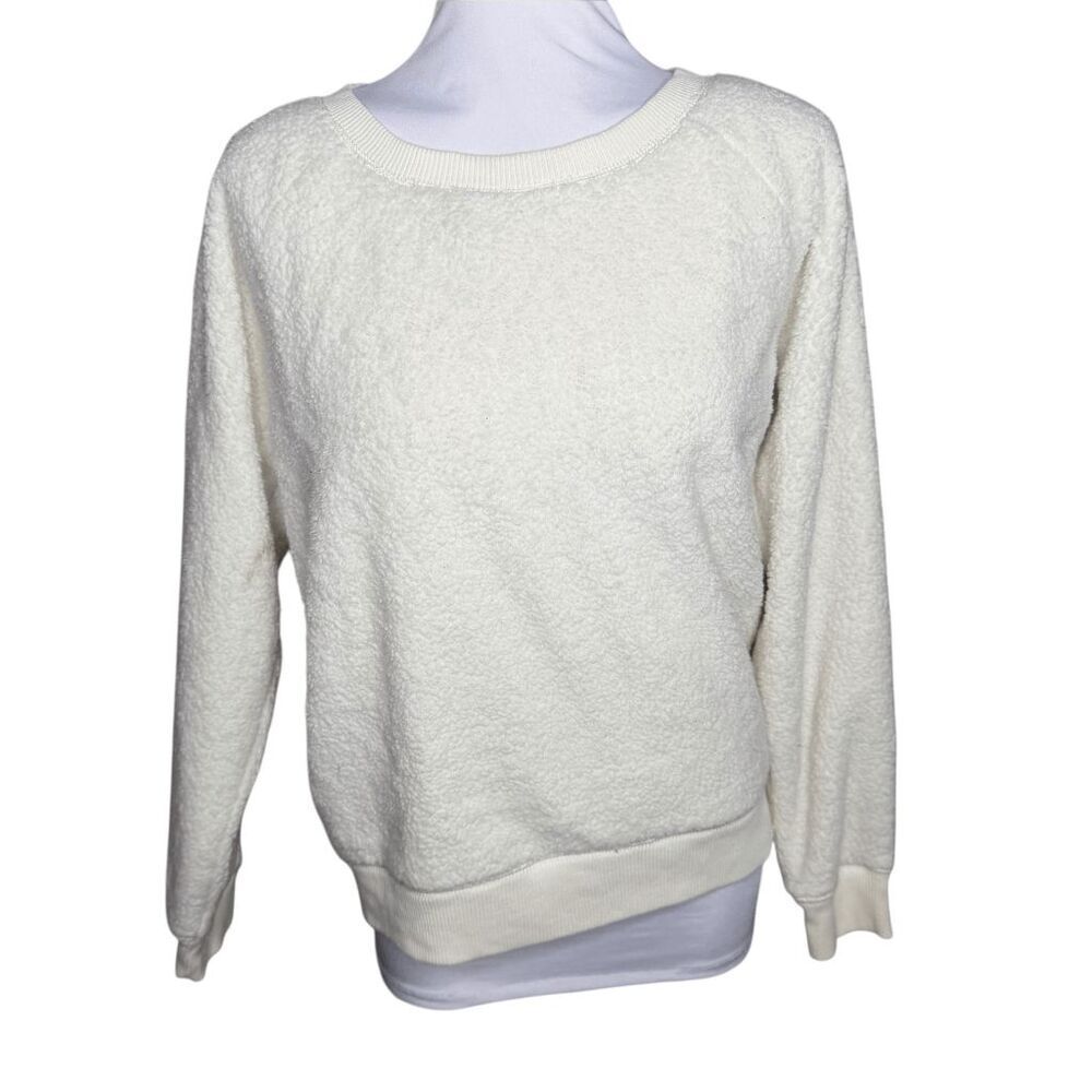 Aerie snow white faux sherpa sweater medium